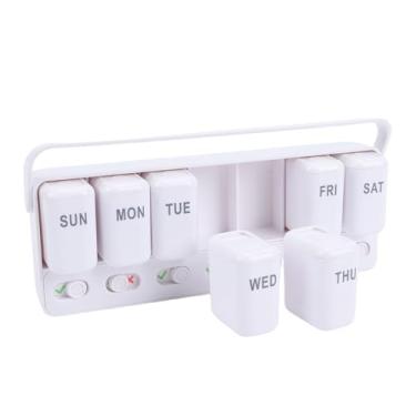 Imagem de Fabater Organizador Semanal de Comprimidos, Conveniente e Portátil, Caixa de Comprimidos Removível, Lembrete para Viagens, Material ABS 7,9 X 3 X 1,8 pol. para Uso Ao Ar Livre (Branco)