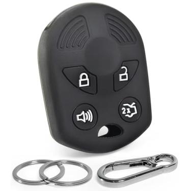 Imagem de Capa de silicone compatível com Ford Mustang Explorer Escape Edge Expedition Taurus Transit 2002-2017 – Protetores de chave de controle remoto de carro 4-B Click&Fit SlateBlack