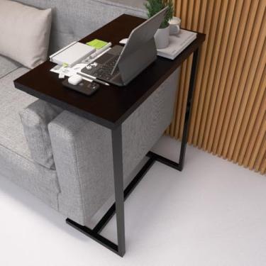 Imagem de Mesa Lateral de Apoio Preta para Sofá – Multiuso, Ideal para Notebook e Home Office(PRETO)
