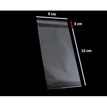 Imagem de Saco Transparente 6x12+3cm Adesivado Vabene Com 100 Unidades