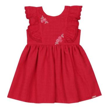 Imagem de Vestido Bebê Menina Luxo Bordado Festa Paraiso Verão 15494, Vermelho, 