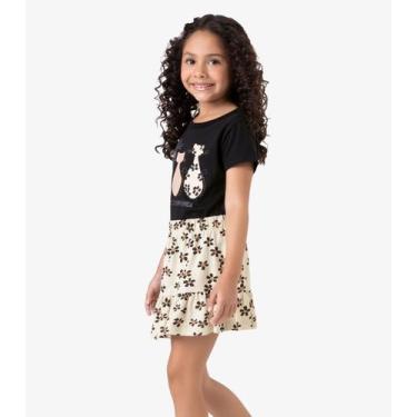 Imagem de Conjunto Blusa com Saia infantil Rovi Kids Preto, 4, Preto