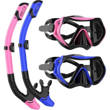 Imagem de JRing Equipamento De Mergulho Com Snorkel Para Adultos, Conjunto De Máscara De Mergulho Com Snorkel E Óculos Antiembaçantes De Vidro Temperado De 180 Graus, Snorkel De Mergulho Seco Para Natação, Má