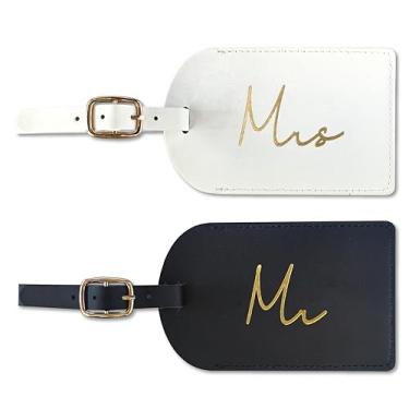 Imagem de Mr and Mrs Gifts Tags, presentes de casamento para casais 2025, etiquetas de bagagem para malas, itens essenciais de viagem para lua de mel