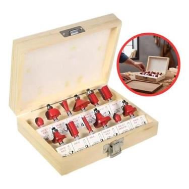 Imagem de Kit Jogo 12 Fresas De Aço Tupia 6,35Mm Madeira Ferramentas - Kadê