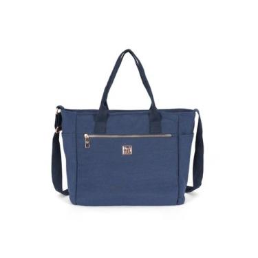 Imagem de Bolsa Feminina Tote Transversal Up4You Luxcel BS78786 Nylon Cor:Azul, 
