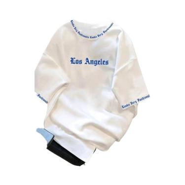 Imagem de Camiseta Casual Masculina De Verão Com Estampa 3D Em Letras, Estilo Am