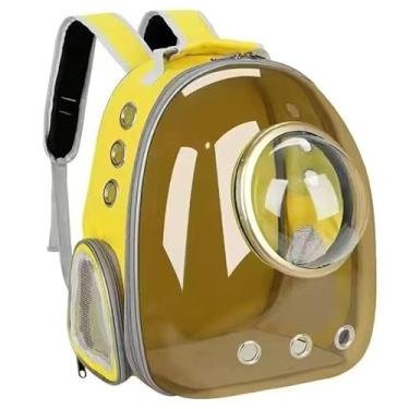 Imagem de Mochila Bolsa para Pet Transparente Panorâmica – Transporte Confortável para Gatos e Cães Pequenos(WG891 Amarelo)