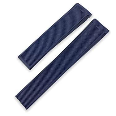 Imagem de AHGDDA Pulseira esportiva de borracha para Tag Heuer Aquaracer de 43 mm e 41 mm de diâmetro, pulseira de relógio de silicone de 22 mm e 20 mm (azul sem fivela, 22 mm)
