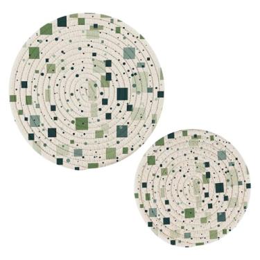 Imagem de Wassud Suportes de panela redondos quadrados e pontos trivets de algodão almofadas quentes porta-copos elegantes decoração de cozinha e acessórios 2 peças