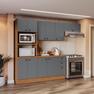 Imagem de Armário De Cozinha Completa 270cm Canela/cinza Sagrado Pixel Kappesberg