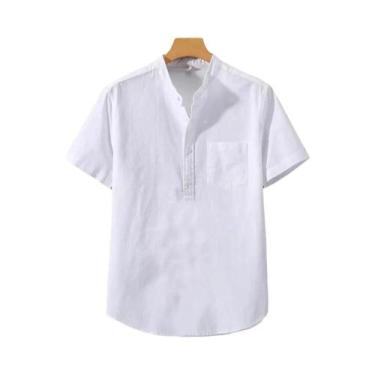 Imagem de Camisa Casual Masculina De Verão Em Cor Sólida Com Manga Curta, Design