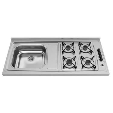 Imagem de Fogão Pia em Aço Inox 120cmx54,5cm com 4 Bocas Direito C3-140 GhelPlus Inox