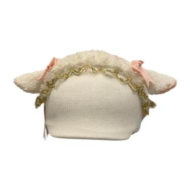 Imagem de Aymzbd Capa para Capacete de Esqui, Acessório para Capacete, Quente, Macia, Bonita, Criativa, Gorro de Tricô Protetor, Decoração, Gorro de Inverno para Esqui, Orelha de Cabra Branca