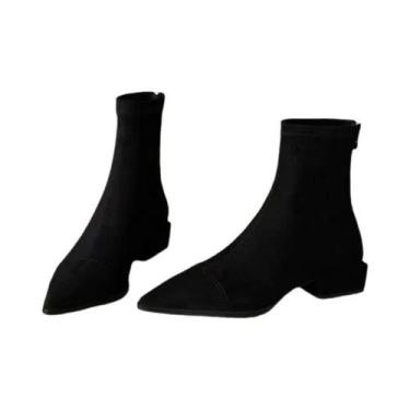 Imagem de Botas De Inverno plus Size Para Mulheres, Bico Fino, Zíper, Cano Curto