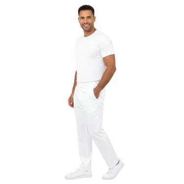 Imagem de Calça Branca Masculina cós 1/2 Elástico Plus Size - Santista, Branco, 