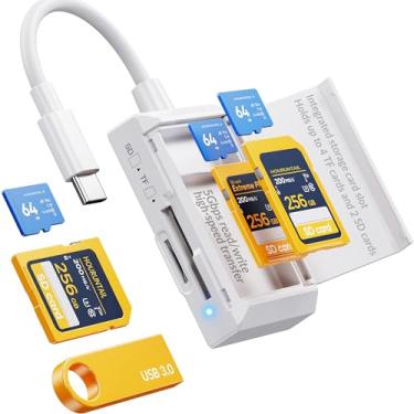 Imagem de HOURUNTAIL Leitor de cartão SD, USB 3.0 tipo C de alta velocidade para SD/Micro SD leitor de cartão de memória para i Phon15 16/Android/Pad/PC/Laptop, Plug & Play (não é necessário aplicativo)