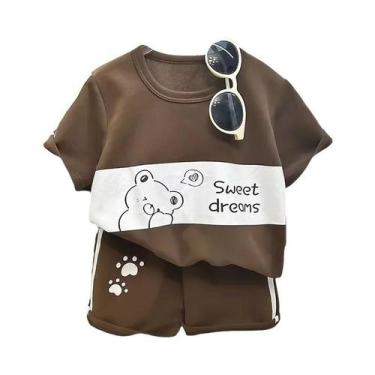 Imagem de Conjunto De Roupa Infantil Listrada De Verão Com Manga Curta Para Meni