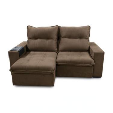 Imagem de Sofá Luiza Bom Pastor 3 Lugares 2,00 m Veludo Luxo Marrom