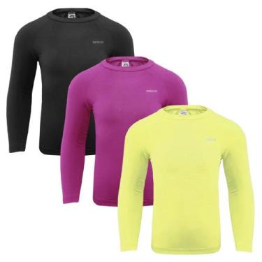 Imagem de Kit 3 Camisas Térmicas Selene Proteção UV50+ Juvenil, Pink, Preto, 12