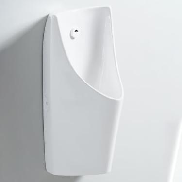 Imagem de pcagfaajmh Mictório masculino branco de cerâmica, mictórios de montagem na parede para homens, vaso sanitário masculino comercial com economia de espaço, kits de mictório de descarga de alta