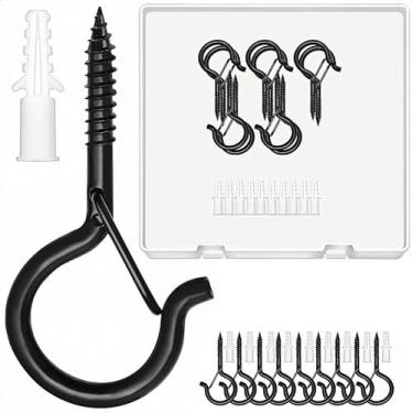 Imagem de Gancho de parafuso de ferro resistente ganchos de montagem na parede e no teto para pendurar cestas de jardim, lanternas de jardim, cabides de plantas, 10 conjuntos