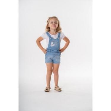 Imagem de Jardineira Jeans Feminina Flores-Feminino