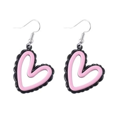 Imagem de Brincos femininos com pingente de coração vazado para dia dos namorados, acessórios de joias, presentes de dia dos namorados, Medium, Liga de aço, Zircônia cúbica