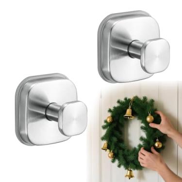 Imagem de Tyothimm 2 ganchos quadrados com ventosa, gancho de chuveiro de aço inoxidável 304, puxador removível com ventosa para chuveiro, banheiro, cozinha, porta de vidro, espelho (prata)