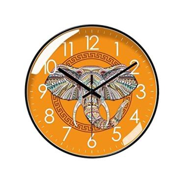 Imagem de KEG801302 Relógio 25 cm/30 cm/35 cm Sala de Estar Quarto Relógio Silencioso Padrão Elefante Relógio de Decoração Artística Relógio Personalizado de Alta Qualidade Relógio de Parede (12 polegadas)