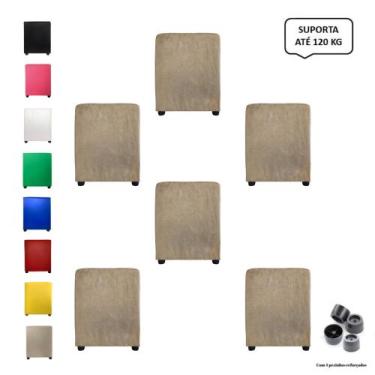 Imagem de Kit 6 Pufs Puff Banqueta Cubo Quadrado Decorativo Casa - Mercadão Dos 