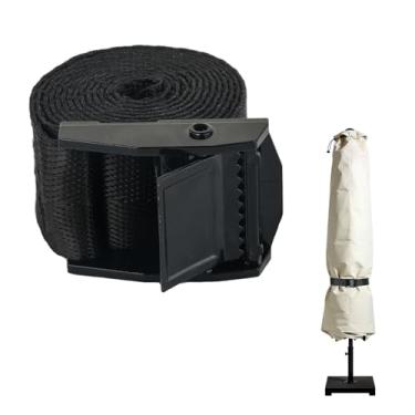 Imagem de Guarda-chuva de pátio e alças de cobertura para guarda-chuvas cantilever ao ar livre – Amarradores ajustáveis resistentes à prova de vento, 99 cm x 2,5 cm, firmemente presos em climas extremos (ventos