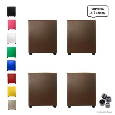 Imagem de Kit 4 Puffs Quadrado Banqueta Decorativo Cubo Banquinho Sala - Mercadã