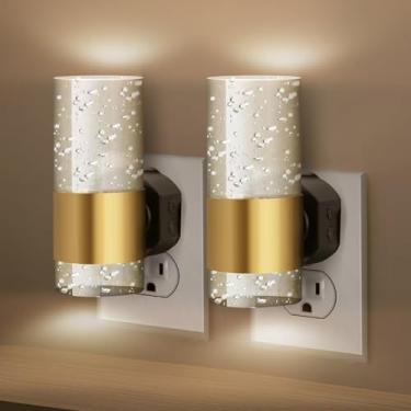 Imagem de Asixxsix 2pcs LED luz noturna, 3000K-6000K Plug em lâmpada de parede com sensor de iluminação automático e brilho ajustável, Design moderno para banheiro corredor quarto decoração (1W Plugue UE)