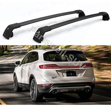 Imagem de YiXi-Partswell 2 peças de rack de teto travável barras transversais bagageiro alumínio adequado para Lincoln MKC 2015-2019 - preto