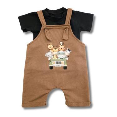 Imagem de Roupa de Bebê Conjunto Jardineira e Camiseta infantil Confortável Meni
