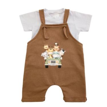 Imagem de Roupa de Bebê Conjunto Jardineira e Camiseta infantil Confortável Meni