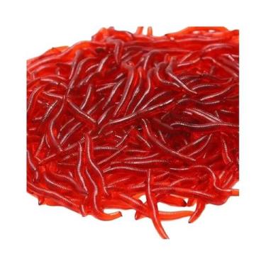 Imagem de Isca De Minhoca Vermelha 100pcs 3.5cm Isca Artificial De Gel De Sílica