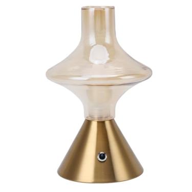 Imagem de Lâmpada de Mesa Sem Fio Recarregável com Bateria 1800mAh LED Controle Dimmable e Abajur Vidro para Decoração Residencial Quarto Sala Estar Escritório