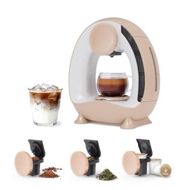 Imagem de HAILASRE Cafeteira 3 em 1 para xícara K, folhas moídas e de chá, cafeteira mini K com operação de um botão, tamanhos de fermentação de 118 a 227 g, compacta para espaços pequenos (CHAMPANHO)