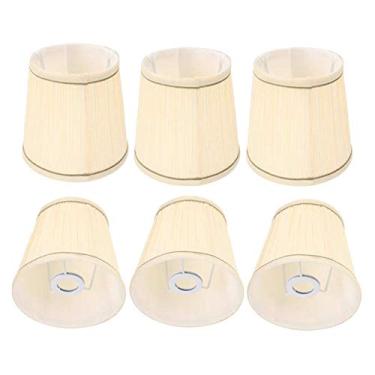 Imagem de Abajur de tecido feito à mão, enfeite de árvore de Natal, conjunto de 6 peças, cúpula para lustre, luminária de parede para quarto e sala de estar.