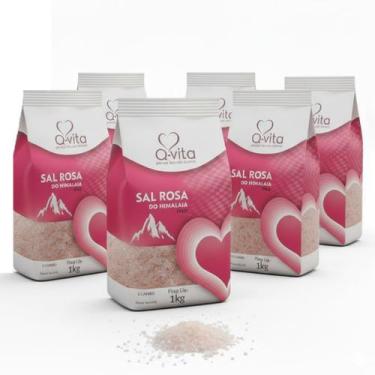 Imagem de Kit c/ 6und Sal Rosa Himalaia Fino Q-VITA Pacote 1Kg