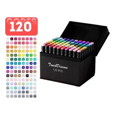 Imagem de Conunto de Canetas Kit Marcador Permanente Touch Ponta Dupla 120 Cores