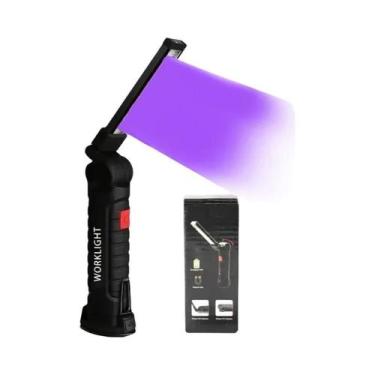 Imagem de Lanterna UV LED 395nm Recarregável USB Dobrável Com Gancho Magnético P