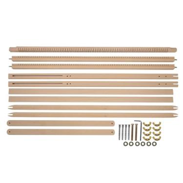 Imagem de Pilipane Máquina de tecelagem manual de madeira DIY, suporte ajustável, tapeçaria de lã, ferramenta de tricô para adultos e crianças, material de madeira 89 x 87 x 3 cm