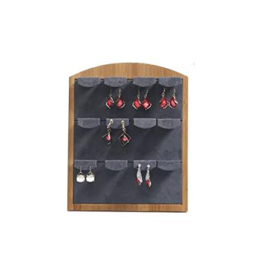 Imagem de Suporte de exibição de brincos de veludo de bambu expositor de brincos de orelha organizador de joias exibição de joias (cor: branco tamanho: 25 * 20 cm) (preto 25 * 20 cm)