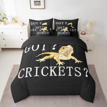 Imagem de Jogo de cama queen com dragão barbudo, lagarto, para amantes de lagarto, 7 peças, edredom com edredom, lençóis, fronhas e capa de almofada