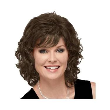 Imagem de Peruca Sintética Curta Cacheada Loira, Cinza, Branca E Marrom Para Mul