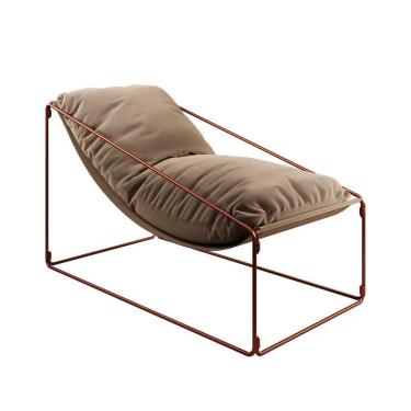 Imagem de Espreguiçadeira Industrial Arpoador Com Almofada Cobre E Bege - Cor: Marrom