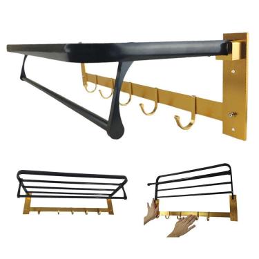 Imagem de Toalheiro Roupa Varal Porta Toalha Prateleira Gancho Pousada Hotel Casa Lavanderia Banheiro